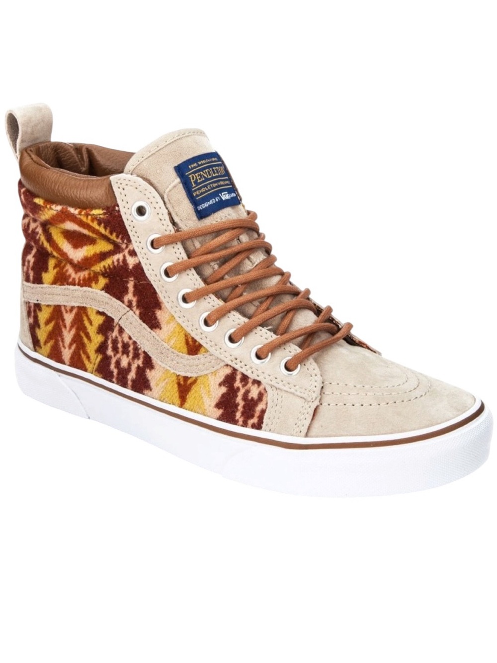 Vans Pendleton High-Top Sneaker in Brown and Tan with Patterned Wool